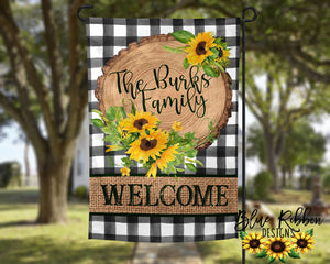 12X18" Single or Double Sided Wood Slice with Sunflowers Garden Flag