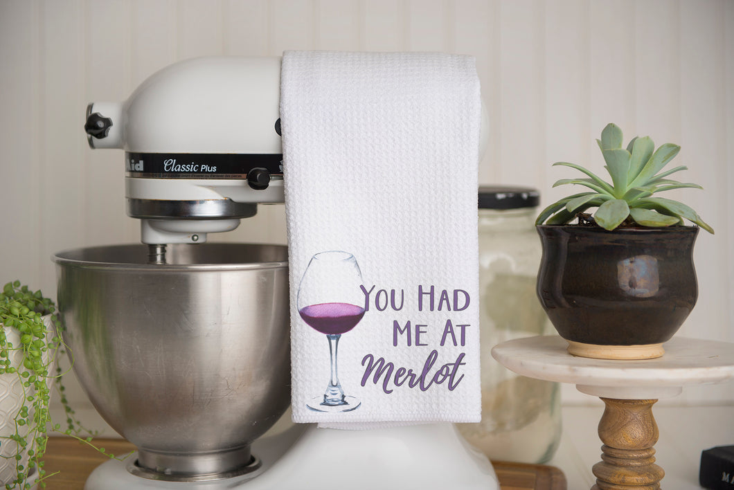 You Had Me at Merlot Waffle Weave Kitchen Towel